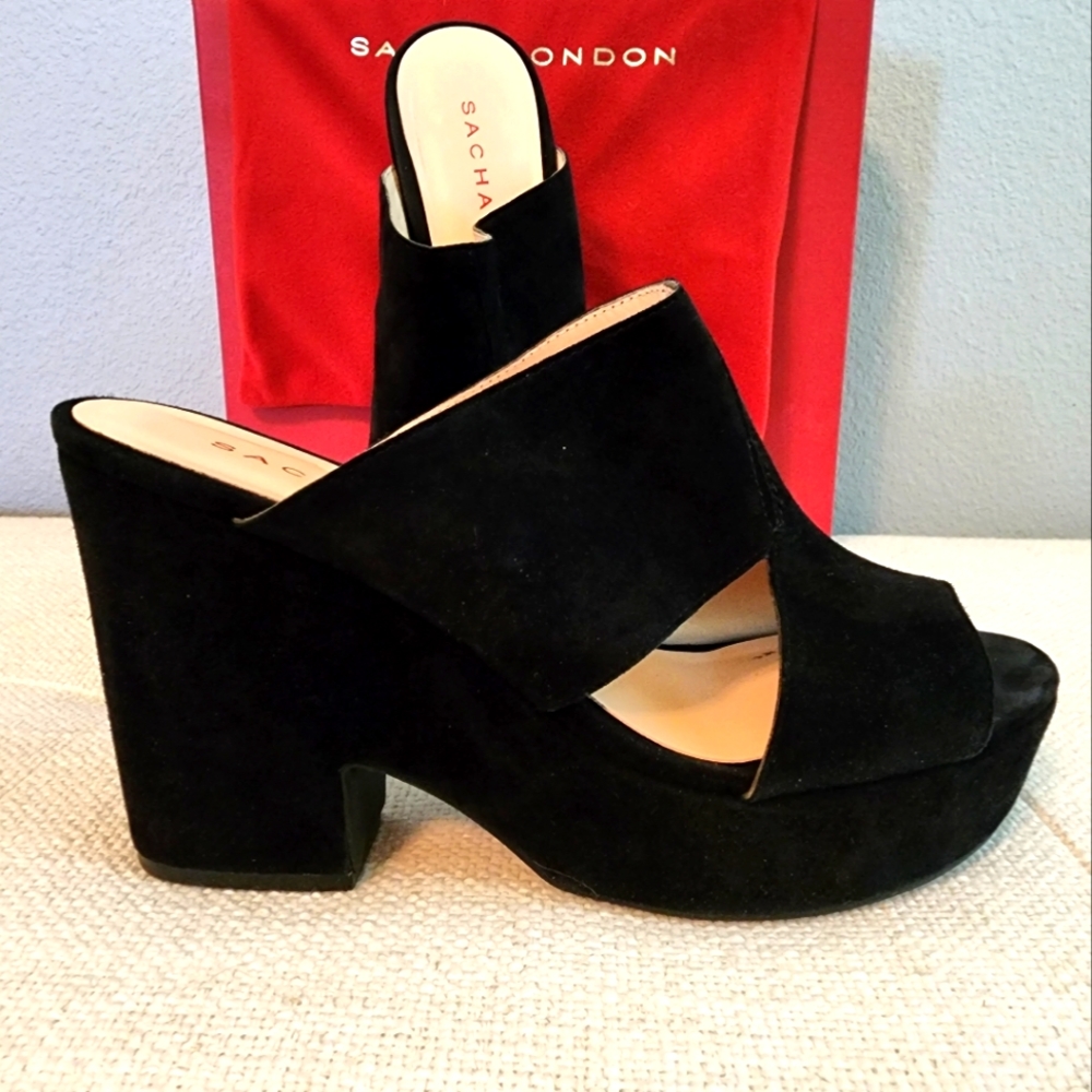 Sacha London Uma Black Suede Wedge